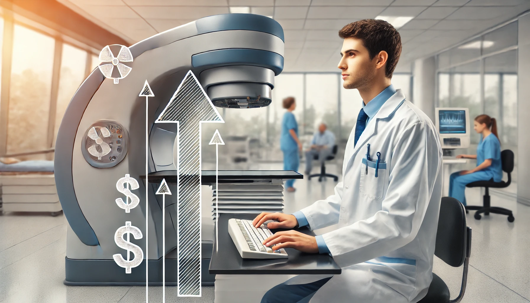 DALL·E 2024-11-07 18.42.02 - A professional image of a radiation therapist in a modern hospital, operating advanced radiology equipment with a focus on patient care. The setting i