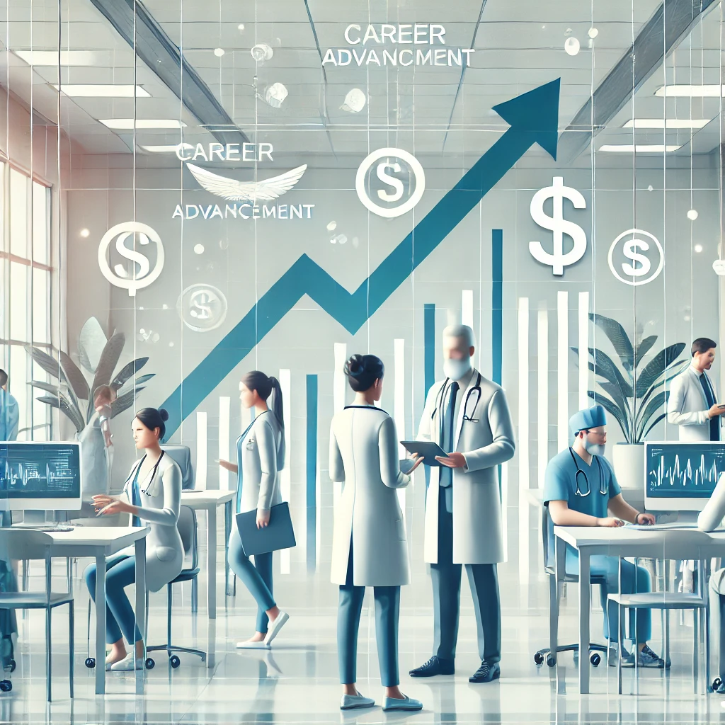 Illustration depicting professionals engaging in networking in healthcare, fostering collaboration and innovation across disciplines.