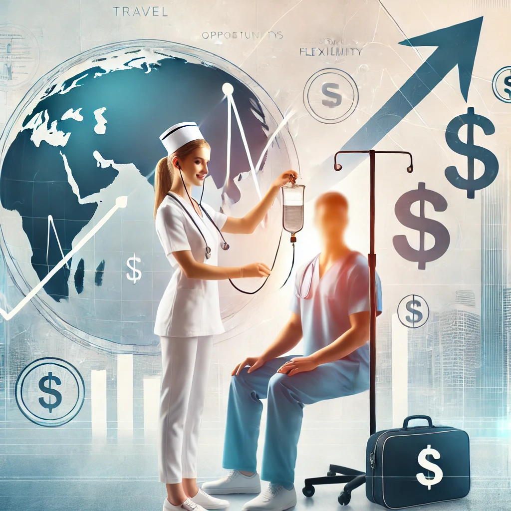 Travel nurse negotiating salary with recruiter for a high-paying assignment.