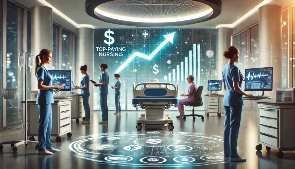 Top-paying nursing specialties: Strategies for maximizing nursing salary outlined on a notebook.