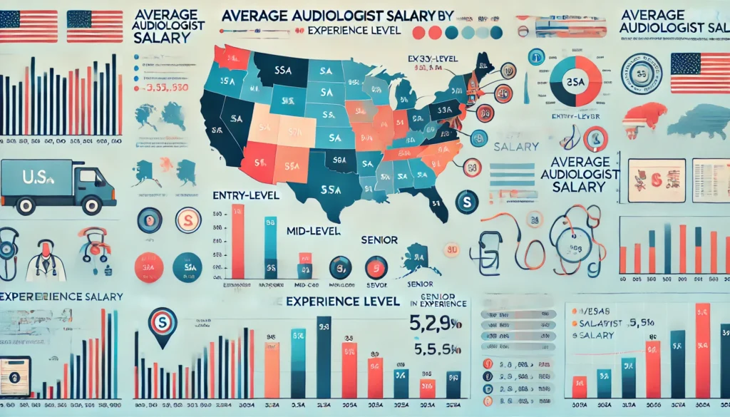 Visual representation of the average audiologist salary by experience level in 2024.