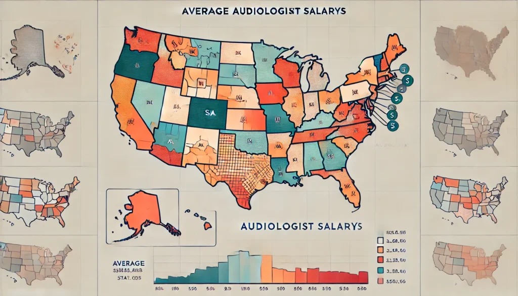 A chart illustrating the average audiologist salary across different states